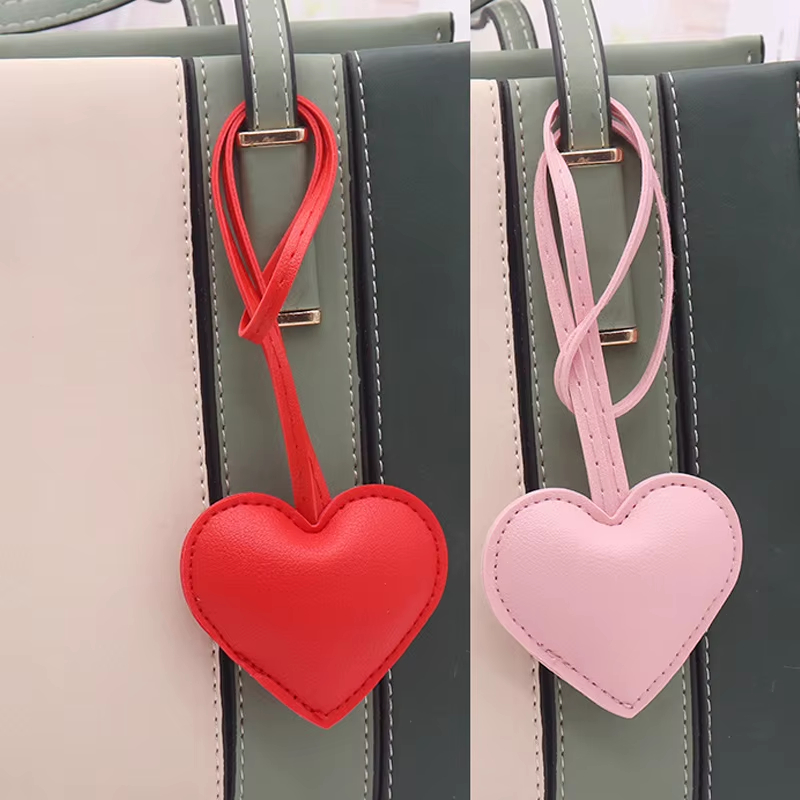Luxury Bags Cute - ピンクレッドPUフェイクレザーハートキーホルダー可愛いペンダントバッグチャーム高級車キーリングおしゃれなギフト女性女の子バレンタイン向け