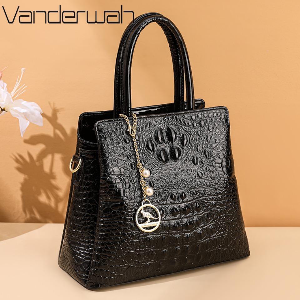 Luxury Bags Tote - 本物のブランドの高品質ワニ柄レザーカジュアルトート高級ハンドバッグ女性バッグデザイナーショルダーバッグ女性のための嚢