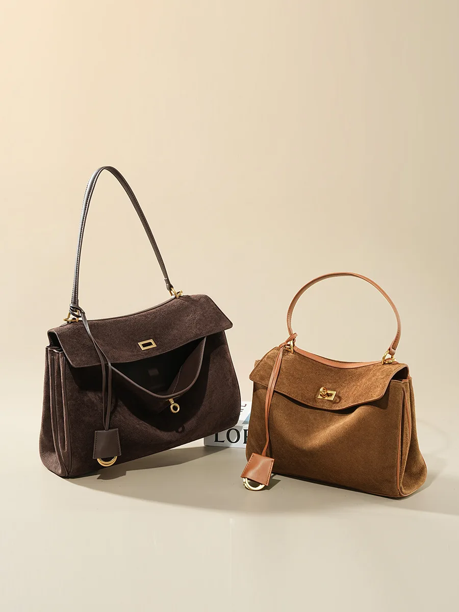 秋冬レディーススエード本革バッグ ショルダーハンドバッグ 大 - Luxury Bags Tote のレビューと価格