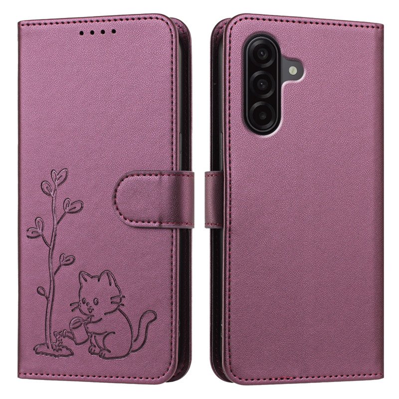 猫と木柄のレザー製スマホケース、Samsung Galaxy - Luxury Bags Kl のレビューと価格