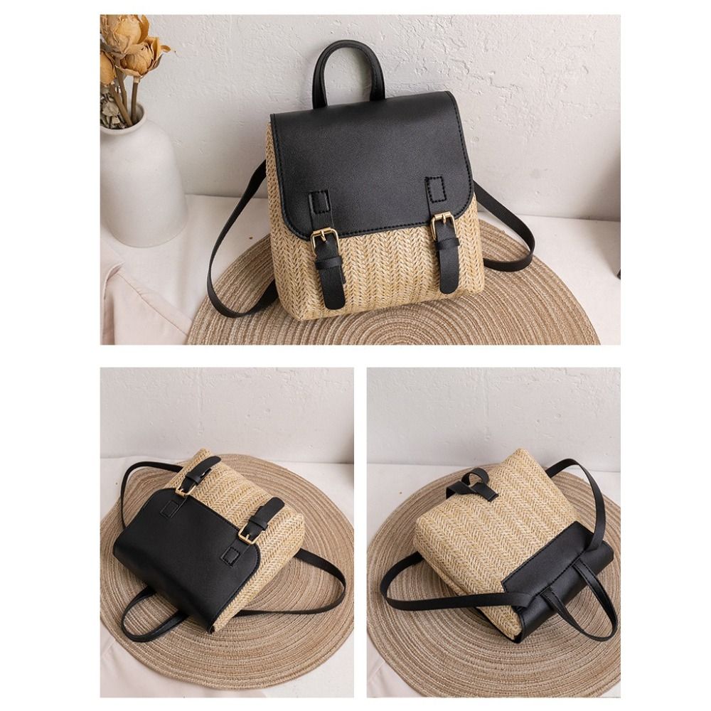 多用途バッグ PU レザーわらバックパックレトロデザインエレ - Luxury Bags Leather のレビューと価格