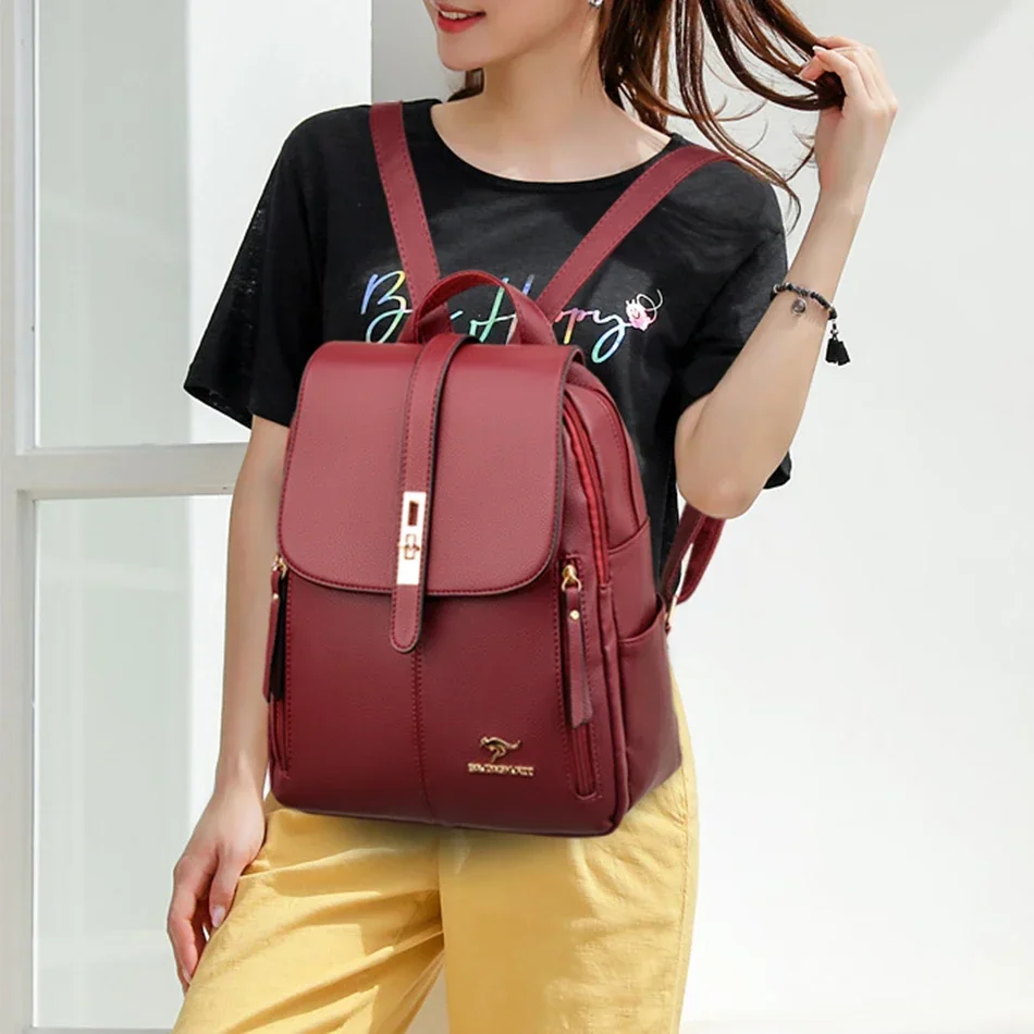 女性革大容量バックパック高品質ヴィンテージスクールバッグ女の - Luxury Bags Leather のレビューと価格